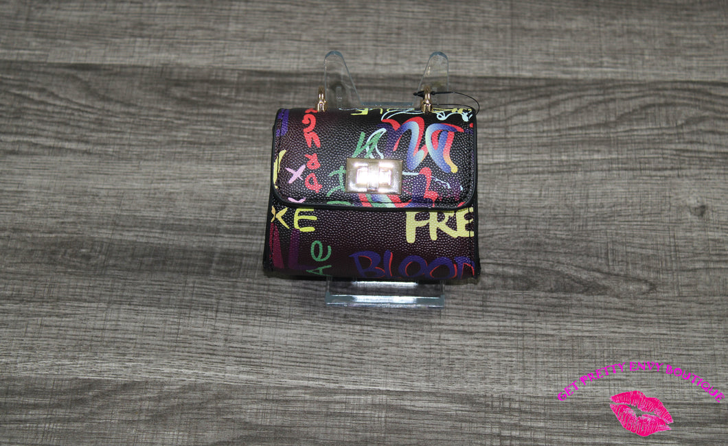 Mini Black Graffiti Coin Bag