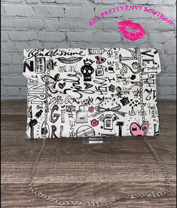 Black and White Graffiti Clutch